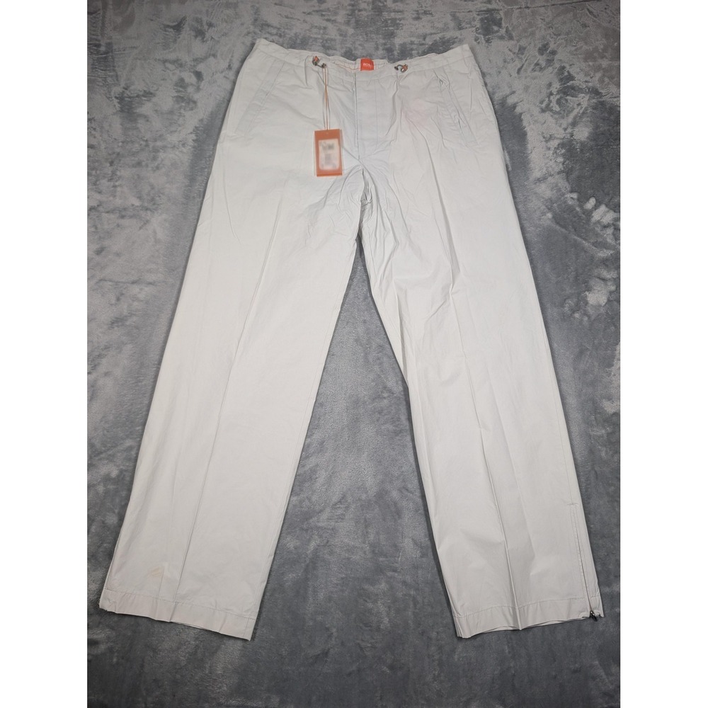 Hugo Boss Pants Mens 36x32 White Windbreaker Adjustable Waist Ankle Zip Casual